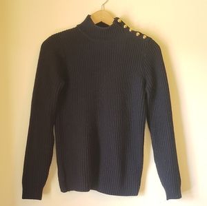 Black Sweater with Gold Button Detail